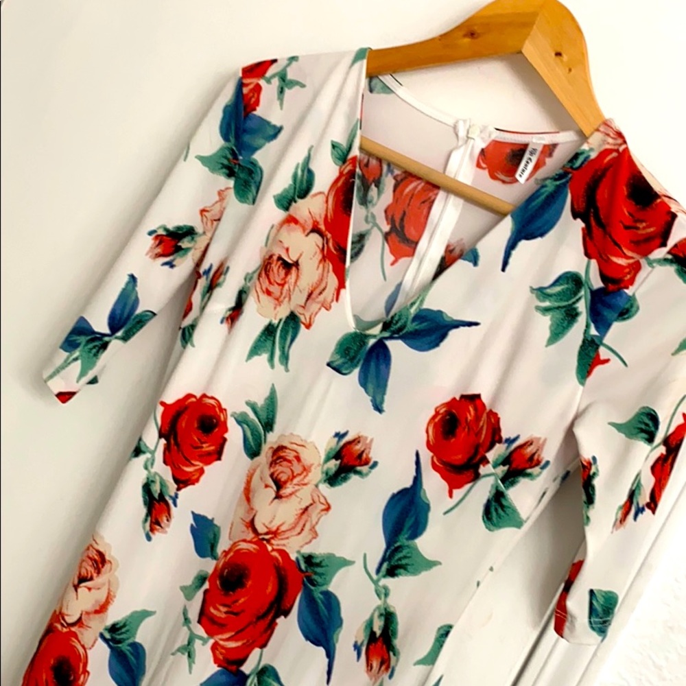 Rose print midi dress